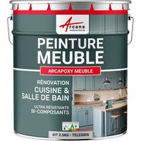 MÖBELFARBE FÜR KÜCHE UND BAD : Buntlack - Möbelfarbe abwaschbar - Möbellack - Epoxidfarbe | Epoxyfarbe - RAL 7047 Telegrau 4 - Kit de 2.5kg bis zu 30m² für 2 Schichten