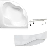 Siko 150 x 150 cm Synthia Plus Eckbadewanne + Schürze + Füße, Acryl, Links und Rechts, Weiß (SY1500PLUS-SET1)