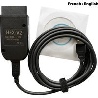Câble de diagnostic VCDS Hex V2 – Compatible VW Audi Skoda Seat – Diagnostic précis en anglais et français – Couleur noire – Wemag