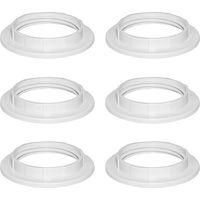 6 pezzi Anello riduttore per paralume in plastica bianca E27 40 mm, Adattatore convertitore per piastra ad anello per paralume, Anello riduttore per paralume E27 per lampada da scrivania, plafoniere