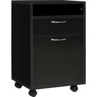 Trolley drawer container container, 1 compartment, 1 shelf, 1 drawer, 40 cm x 3 cm x 60 cm, black