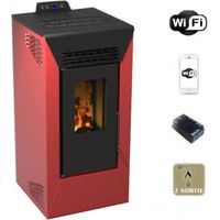 Stufa a pellet canalizzata Courmayeur con wifi bordeaux