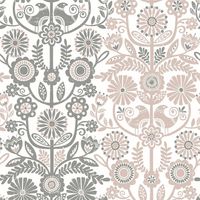 A Street Prints Lovebirds Pink Grey Wallpaper Floral Flowers Paste The Wall