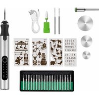 Kit Stylo Graveur Électrique Argent Métal Bois Verre Plastique