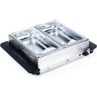 Calentador eléctrico de alimentos, de acero, con 2 insertos.