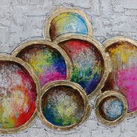 Quadro Piatti Colorati Kuatéh 100 x 100 cm Olio su Tela