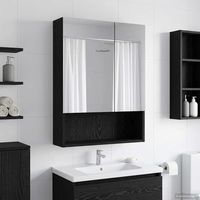 vidaXL Armoire Miroir de Salle de Bain Chêne noir 50 x 14,5 x 70 cm