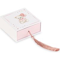 Cupido&Co. Scatola Orsetto Rosa con Inserto e Nappa 70 x 70 x 30 Mm
