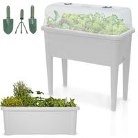 Carré potager sur pied plastique Blanc avec couvercle 76x 66x37cm Jardinière surélevée