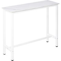 HOMCOM Mesa de Bar Mesa Alta con Encimera de Melamina Efecto Marmoleado y Patas de Acero Estilo Moderno para Cocina Cafetería Comedor 120x40x100 cm Blanco