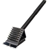 Brosse pour barbecue en fonte 3 en 1 avec spatule et ouate de nettoyage pour barbecue à gaz ou au charbon Brosse de nettoyage pour barbecue