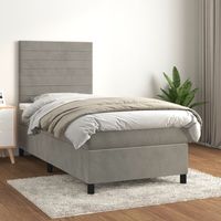 Cama box spring con colchón terciopelo gris claro 90x190 cm vidaXL