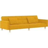Sofá cama de 2 plazas con dos almohadas tela color amarillo vidaXL