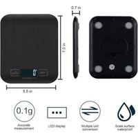 NALOOKAMIC Balance De Cuisine NuméRiques, Balances NuméRiques Professionnelles 5 kg - Mesure PréCise Jusqu'à 1g,Balances De Cuisine éLectroniques Avec éCran Lcd, Fonction Tare. (Noir-5kg)