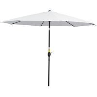 Parasol Jardin Ø295x250 cm Blanc Métal, Inclinable, Manivelle, Démontable