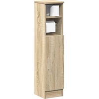 Vidaxl – Meuble bas de salle de bain avec porte-rouleau – Bois d'ingénierie – Dimensions 20,5x22x90 cm – Grand espace de rangement