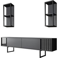 Porta TV in legno "Chrome Line" - 180 x 30 x 48 cm - Nero antracite