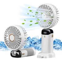 USB-wiederaufladbarer tragbarer Ventilator mit 5 Geschwindigkeitsstufen, Mini-Falt-Tischventilator mit LED-Anzeige für Zuhause, Büro, Schlafzimmer, Reisen im Freien (Weiß)