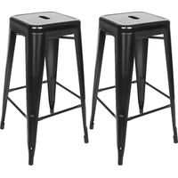 Lot de 2 tabourets de Bar en métal Noir Style Industriel Hauteur 76 cm-Noir