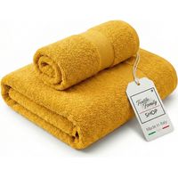 Coppia Asciugamani Viso e Ospite Oro - Spugna 100% Cotone 450 g/m² Made in Italy