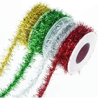 Christmas Tinsel Ribbon Rolls Metallic Wire Garland Tinsel Wire Garland Christmas Metallic Tinsel Ribbon Glitter Tinsel Ribbon for Christmas Wedding Birthday Party Decorations 4 Colors
