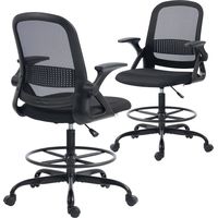 Sedia da Ufficio Ergonomica con Supporto Lombare e Poggiapiedi, in Poliestere e Acciaio, 58x63x105-126 cm, Nero
