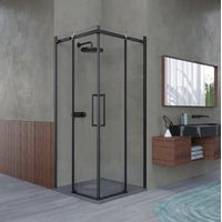 Box doccia angolare 100x110 cm con ante scorrevoli in cristallo temperato 8 mm H 200 cm CLARA Nero Opaco