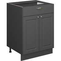 Meuble cuisine Fame-Line, Anthrazit-Gold Landhaus, 60cm avec tiroir, PT Anthracite, Vicco