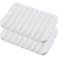 Ensemble de 2 porte-savons, porte-savon, porte-savon en silicone pour salle de bain et cuisine (blanc)