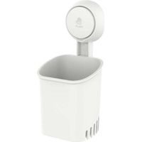 Portaspazzolino con ventosa potente, supporto da parete senza fori per spazzolino, dentifricio, rasoio, organizer per piatti da cucina autosvuotante, bianco