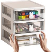 Kosmetik-Organizer, Schubladen, Make-up-Schubladenbox, Büro-Aufbewahrung, Kunststoff mit Schubladen, Kaninchengriff, Kosmetik-Aufbewahrungsbox, CommoTransparent
