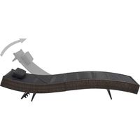 vidaXL Chaise longue Résine tressée et textilène Marron