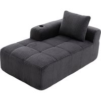 Canapé lounge chair sofa sans assemblage corduroy gris foncé 158.00x93.00x61.00 ZIPSOFA