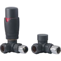 Signature Round Thermostatic Corner Radiator Valve Pair - Anthracite