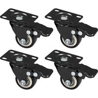 HMF 6710 Schwerlastrollen aus Polyurethan mit Bremse, 4er Set, 38 mm, Schwarz