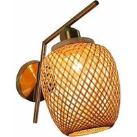 icolage Antique Applique Murale En Osier Naturel ,Lanterne Rétro ,Applique Murale En Rotin,Lampe En Bambou E27
