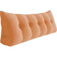 VERCART Coussin de Lecture, Oreiller Traversin Soutien Dorsal, Triangulaire Coussin à Coins, Gros Coussin Canapé, Coussin tête de Lit Dossier, Coussin de Repos Cale Dos en Velours côtelé Orange 160cm