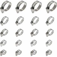 20 Pièces Collier De Serrage Tuyau, Collier De Serrage Tuyau Réglable 16-25mm, 304 Collier De Serrage Inox, Collier Serrage Métallique