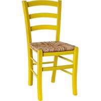 Chaise en bois de Venise jaune avec assise en paille de riz