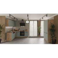 Winkelküche ARIA K-AR ECKE 1 - 215 x 220 &43 120 cm Anti Fingerprint Küchenzeile Küchenblock Singleküche Einbauküche Küche EckkücheAQUAMARINE - AFM