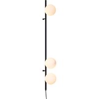 QAZQA Diseño Lámpara de Pared de Diseño Negra con Cristal Mate 3-Luces - Vertical Metálica /Vidrio Esfera /Alargada Adecuado para LED Max. 3 x 8 Watt