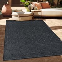 Paco Home Tappeto Per Esterno Da Balcone Terrazza Tappeto Cucina Moderno Boho Etnico 80x250 cm, Antracite 2