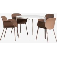Set tavolo rotondo in alluminio Elton (Ø110 cm) e 4 sedie da giardino Lynette SKLUM