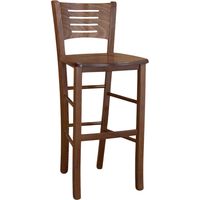 Tabouret de bar Verona en bois de noyer foncé h 73 avec assise solide