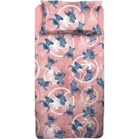 Stitch, Lenzuolo Letto Piazza E Mezza, Completo Letto, Lenzuolo Sopra, Lenzuolo Con Angoli, Federa, Rosa, Disney, 100% Cotone, Prodotto Ufficiale
