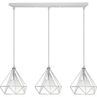 Pendelleuchte Industrial Käfig - Weiß 20CM Lampenschirm aus Eisen Hängeleuchte E27 Höhenverstellbar für Wohnzimmer Esszimmer Küche Flur Cafét