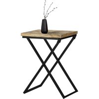 WOMO-DESIGN Tavolino Beino 48 x 35 x 63 cm Colore di Legno Naturale in Legno Massiccio di Mango Stile Moderno Autentico Struttura in Metallo Verniciato a Polvere Nera Tavolo per Soggiorno da Divano