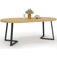 Ausziehbarer runder Esstisch SELMA 4-10 Personen Holz und Schwarz 110-200 cm