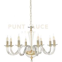 LAMPADARIO RAVEL 8 LUCI ATTACCO E14 CRISTALLO E ORO D.82CM