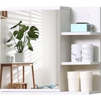 Specchiera Bagno a Parete con Anta e 3 Ripiani Laterali in Legno, 60x18x50cm, Bianco